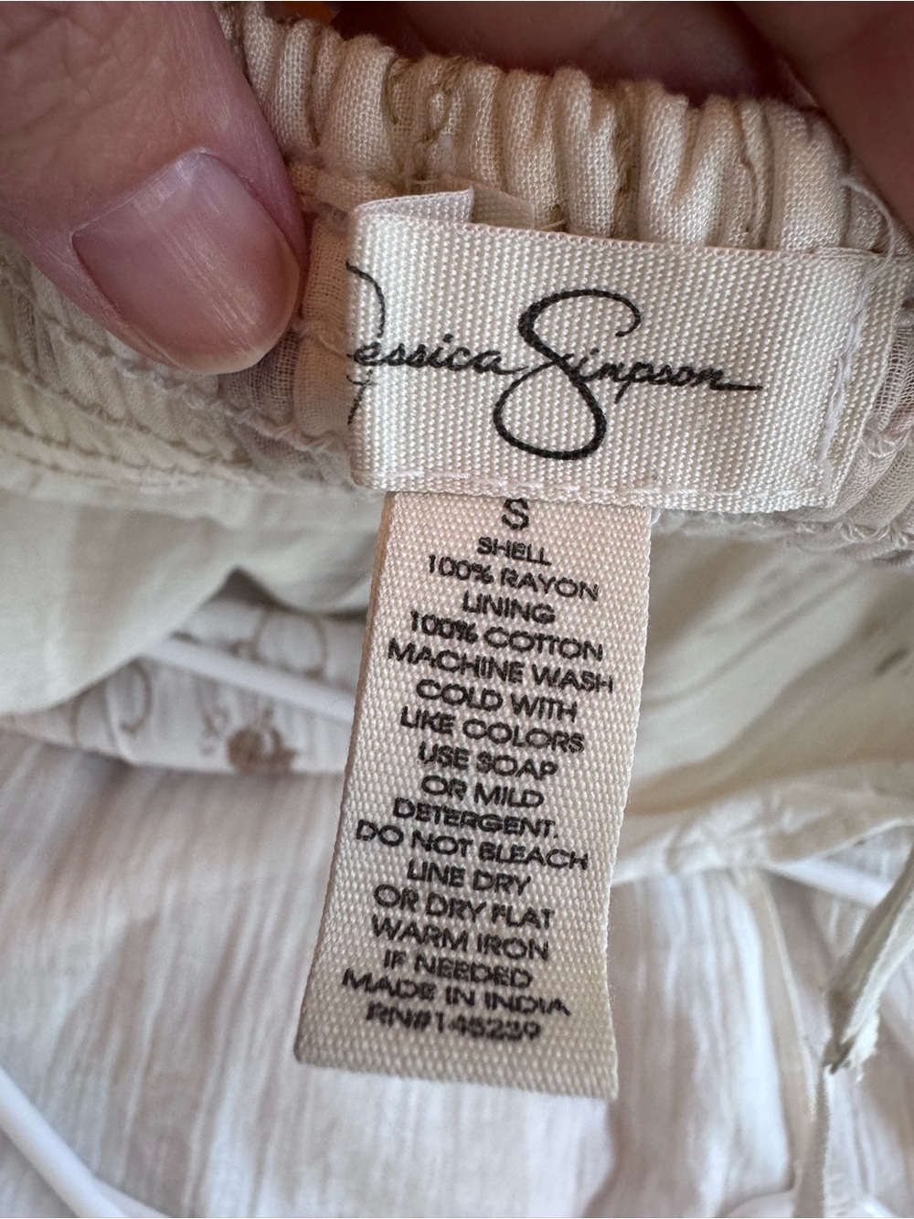 Jessica Simpson Embroidered White Tired Mini Dress Spaghetti Straps size S - Picture 8 of 11
